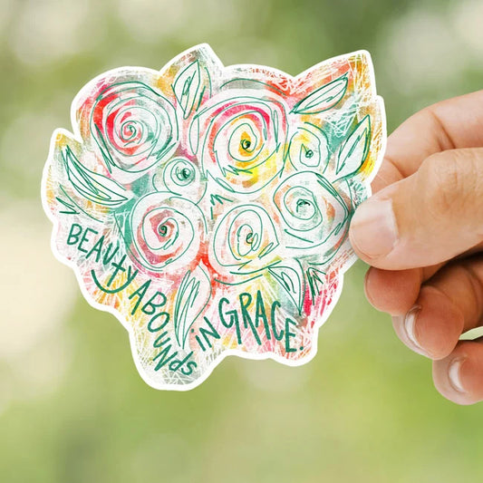 Beauty Abounds in Grace Vinyl Sticker